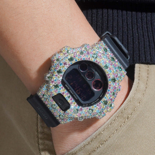 Mosaic Setting Color Moissanite Diamond G Shock Watch