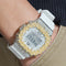 G Shock DW5600 Yellow Gold Tow Tone Moissanite Watch