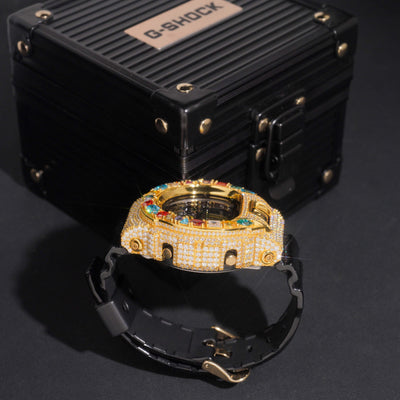 Fancy Cut Color Moissanite G Shock Watch 18K Gold