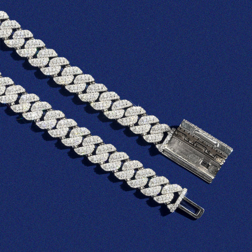 VVS Moissanite Diamond Cuban Chain Brass 10MM Three Rows