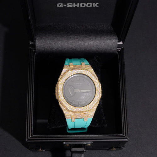 Icedout Casio G Shock GA2100  with VVS Moissanite Diamond Bezel