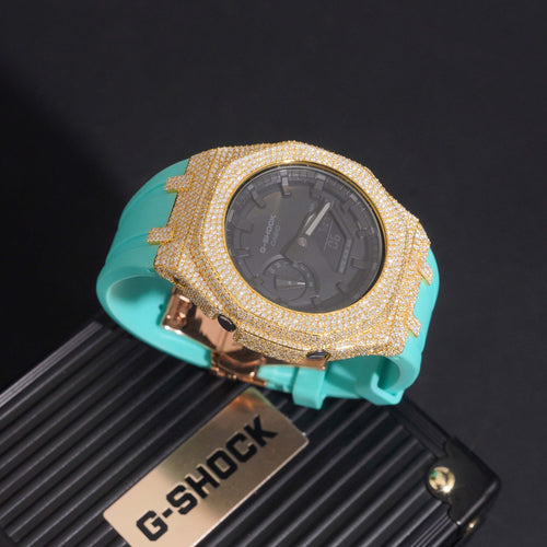 Icedout Casio G Shock GA2100  with VVS Moissanite Diamond Bezel