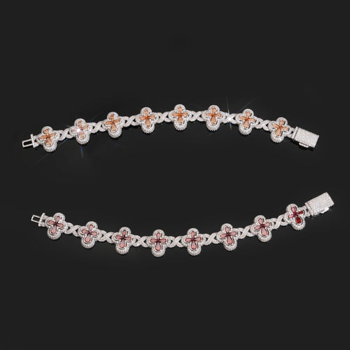 15MM Men Clover Bracelet Color Moissanite Diamond