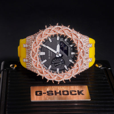 Yellow Band Iced Out G Shock GA2100 Watch