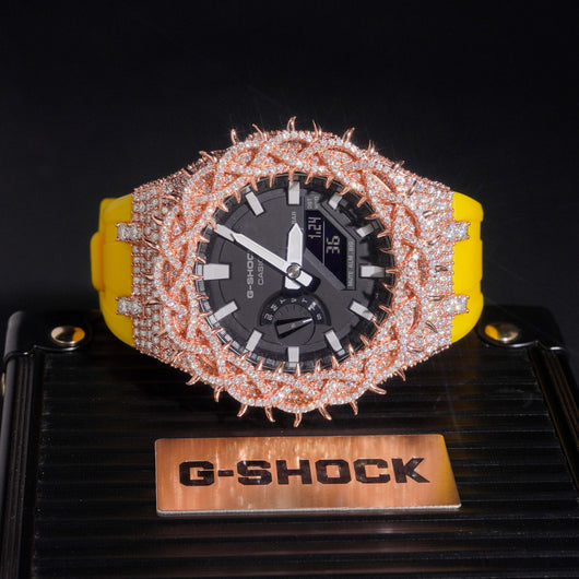 Yellow Band Iced Out G Shock GA2100 Watch