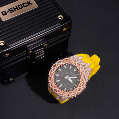 Yellow Band Iced Out G Shock GA2100 Watch