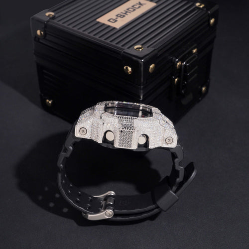 Black Mix White Moissanite Diamond Casio G Shock Watch GX56