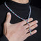Three Color Mix Cross Tennis Rosary Necklace 5MM