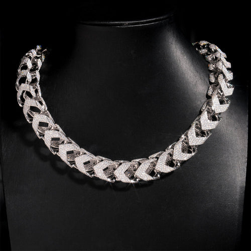 15MM Width Fully Iced Franco Chain Necklace Moissanite Chain
