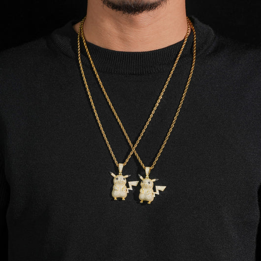 Yellow Gold VVS Moissanite Diamond Pikachu Pendant