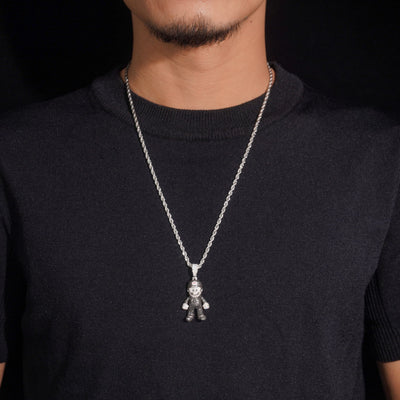 Hot Sell Iced Out White Mix Black Moissanite Mario Pendant