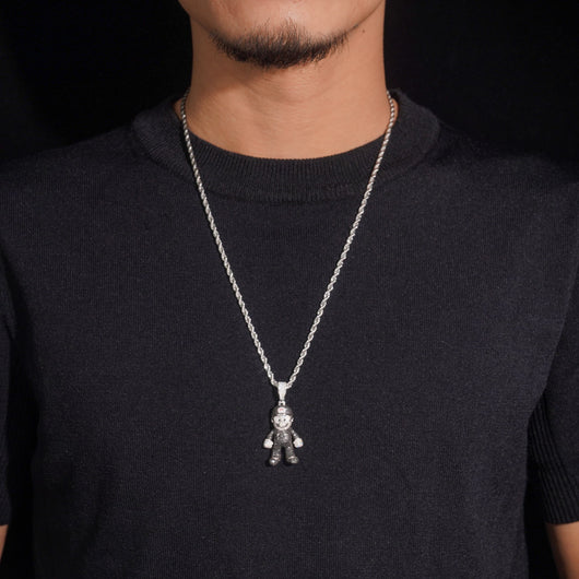 Hot Sell Iced Out White Mix Black Moissanite Mario Pendant