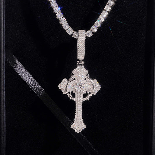 Classic Daily Wear Cross Pendant Charm VVS Moissanite