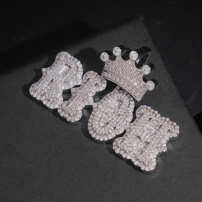 Custom Made Moissanite Iced Out Crown Bail Name Pendant