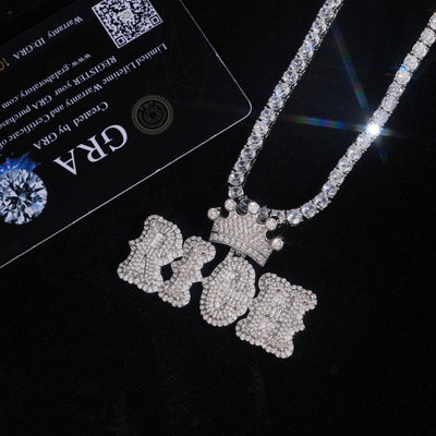 Custom Made Moissanite Iced Out Crown Bail Name Pendant