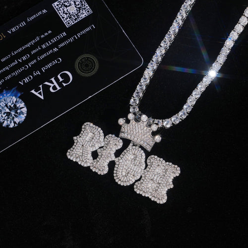 Custom Made Moissanite Iced Out Crown Bail Name Pendant