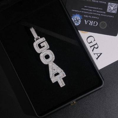 Vertical Letter Iced Out Moissanite Diamodn Goat Pendant