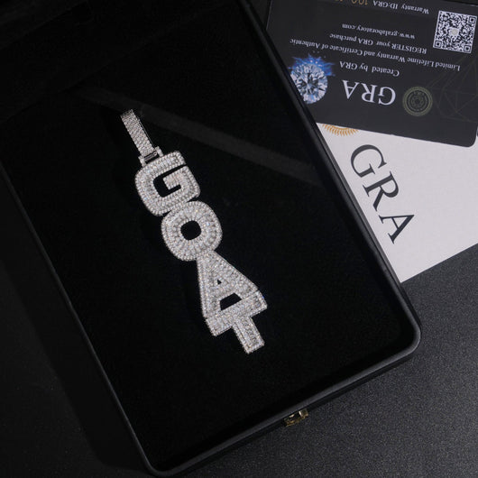 Vertical Letter Iced Out Moissanite Diamodn Goat Pendant