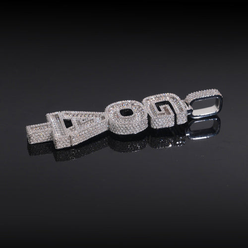 Vertical Letter Iced Out Moissanite Diamodn Goat Pendant