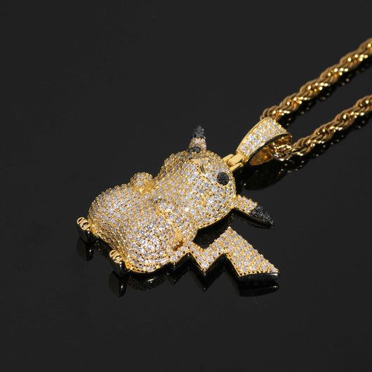 Yellow Gold VVS Moissanite Diamond Pikachu Pendant