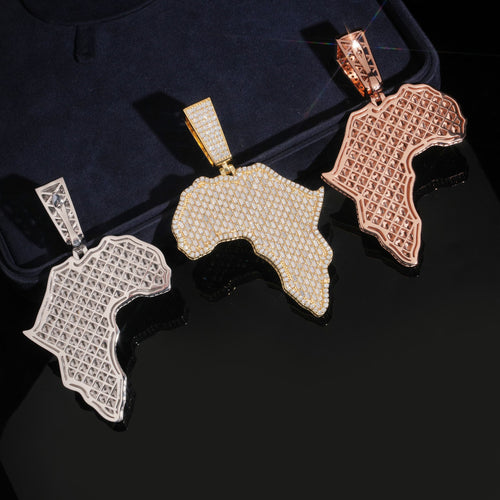 Large Size VVS Moissanite Diamond Africa Map Pendant