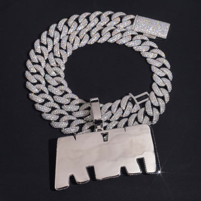 3.5Inch Width Baguette Cut Moissanit Diamond Name Pendant
