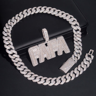 3.5Inch Width Baguette Cut Moissanit Diamond Name Pendant