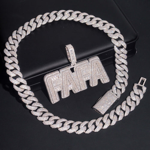 3.5Inch Width Baguette Cut Moissanit Diamond Name Pendant