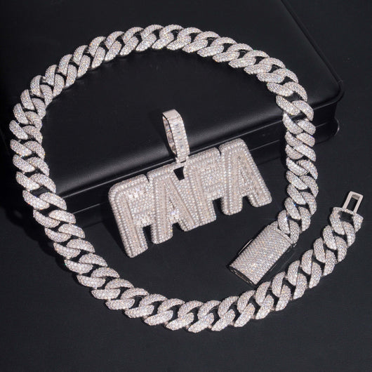 3.5Inch Width Baguette Cut Moissanit Diamond Name Pendant