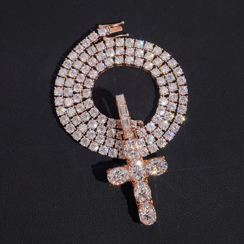 2Inch Big Oval Cut Moissanite Diamond Cross Pendant