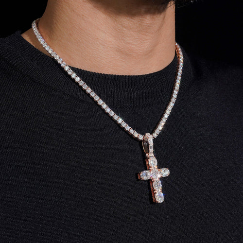 2Inch Big Oval Cut Moissanite Diamond Cross Pendant
