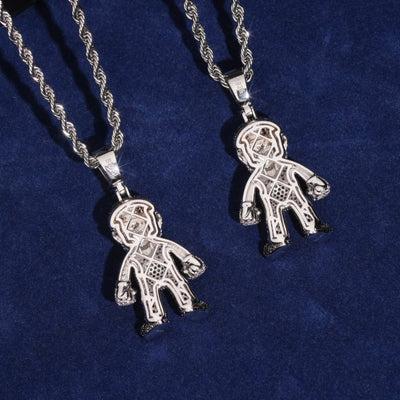 Hot Sell Iced Out White Mix Black Moissanite Mario Pendant