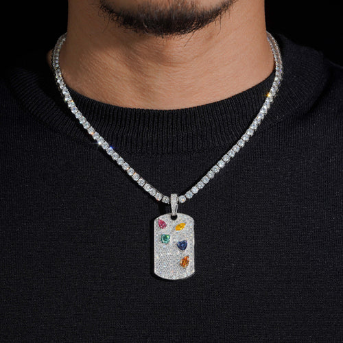 Candy Color Moissanite Dog Tag Pendant VVS Diamond Charm
