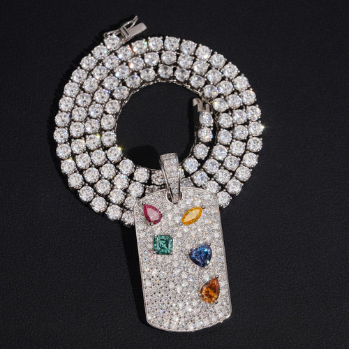 Candy Color Moissanite Dog Tag Pendant VVS Diamond Charm