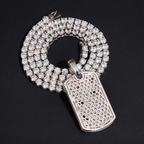 Candy Color Moissanite Dog Tag Pendant VVS Diamond Charm