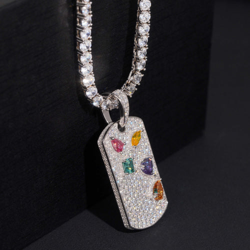Candy Color Moissanite Dog Tag Pendant VVS Diamond Charm