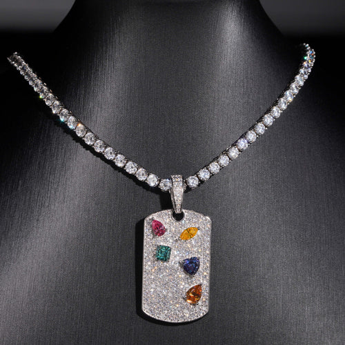 Candy Color Moissanite Dog Tag Pendant VVS Diamond Charm