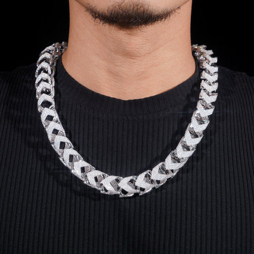 15MM Width Fully Iced Franco Chain Necklace Moissanite Chain