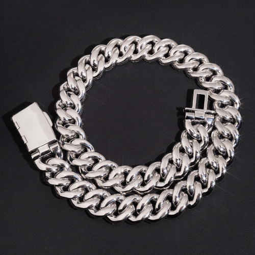 New Arrival 20MM Round Mix Baguette Moisaic Setting Moissanite Cuban Chain