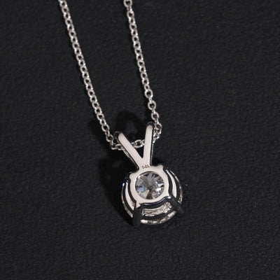 14K White Gold 3CT CVD Diamond Solitaire Necklace