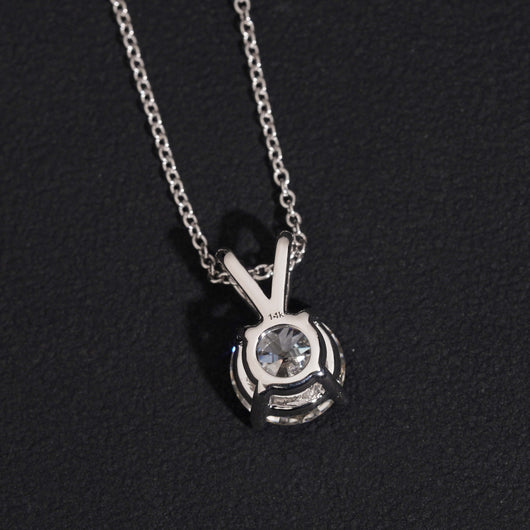 14K White Gold 3CT CVD Diamond Solitaire Necklace