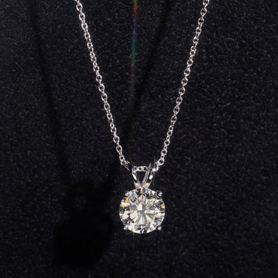 14K White Gold 3CT CVD Diamond Solitaire Necklace