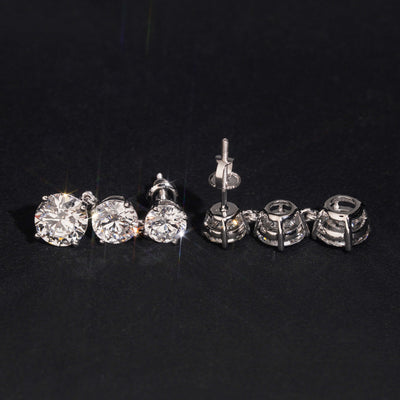Luxury 10K White Gold Gradiant Size CVD Diamond Stud Earrings