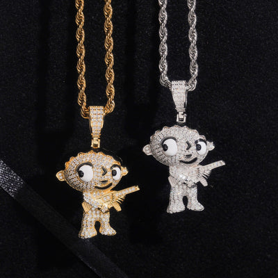 925 Sterling Silver Moissanite Diamond Cartoon Pendant