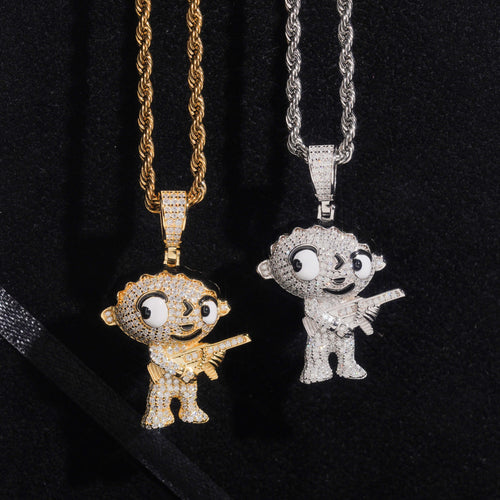 925 Sterling Silver Moissanite Diamond Cartoon Pendant