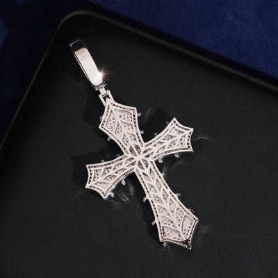925 Silver Moissanite Diamond Skull Cross Pendant Charm Men Jewelry