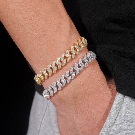 VVS Moissanite Diamond Cuban Bracelet Brass 8MM