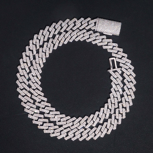 VVS Moissanite Diamond Cuban Chain Brass 10MM Two Rows