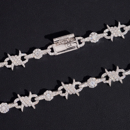 Moissanite Diamond 10MM Wire Link Infinity Chain Necklace 925 Sterling Silver