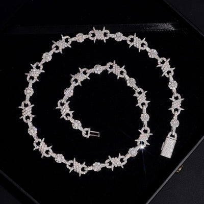 Moissanite Diamond 10MM Wire Link Infinity Chain Necklace 925 Sterling Silver